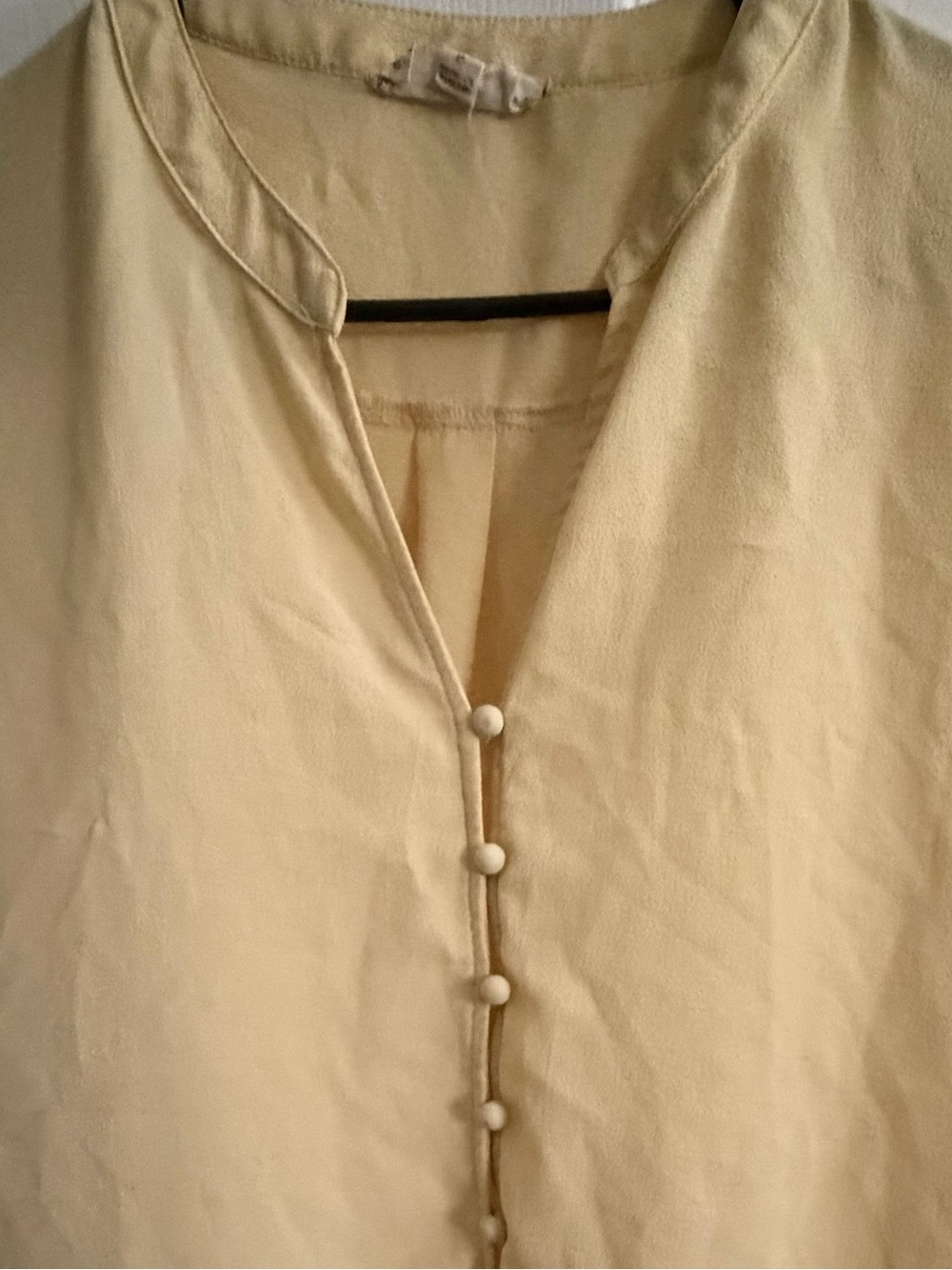 Pink Rose Pale Yellow Button-Front Tie Blouse - Picture 4 of 4